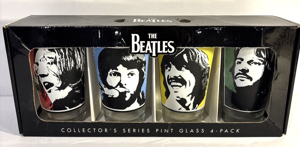 The Beatles "Let It Be" Collector Series Pint Glasses 4 Pack 2010 Apple Corp NIB
